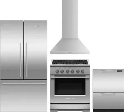 4 Piece Package Includes Refrigerator, Range, Hood And Dishwasher
